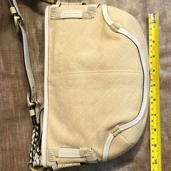 Coach White Leather & Angora Straw Purse - Picture 9 of 11